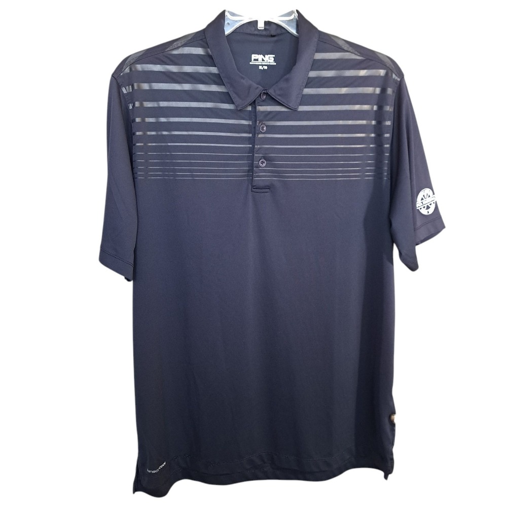 Ping Men's Polo Golf Collared Shirt Short Sleeve XL/TG Navy Blue 100% Polyester